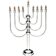 Silverplated Electric Menorah With Flickering Bulbs