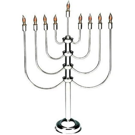 Silverplated Electric Menorah With Flickering Bulbs