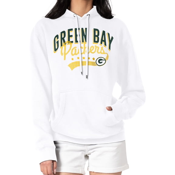 Women's G-III 4Her by Carl Banks  White Green Bay Packers Filigree Logo Pullover Hoodie