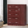 thumbnail image 6 of Pemberly Row Modern 5 Drawer Wooden Tall Chest Wardrobe in Mahogany, 6 of 7