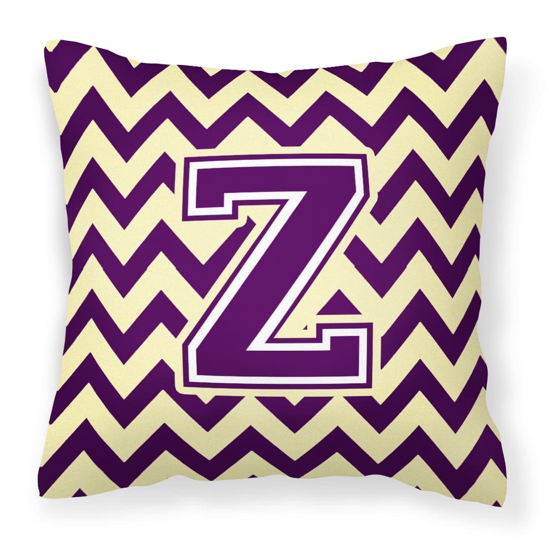 Letter Z Chevron Purple and Gold Fabric Decorative Pillow