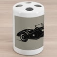 thumbnail image 1 of Cars Ceramic Toothbrush Holder, Classic Italian Model Nostalgic Car 50's Star Sign Pop Art Hobby Old-Fashion Image, Decorative Versatile Countertop for Bathroom, 4.5" X 2.7", Brown Black, by Ambesonne, 1 of 4