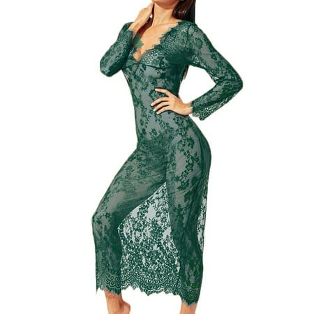 

TANGNADE Women Negligee Nightie Lingerie Lace Beautiful Black Lingerie Long Dress