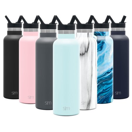 Simple Modern 20oz Ascent Water Bottle With Straw Lid - Stainless Steel Hydro Tumbler Flask - Double Wall Vacuum Insulated Small Reusable Metal Leakproof -Seaside
