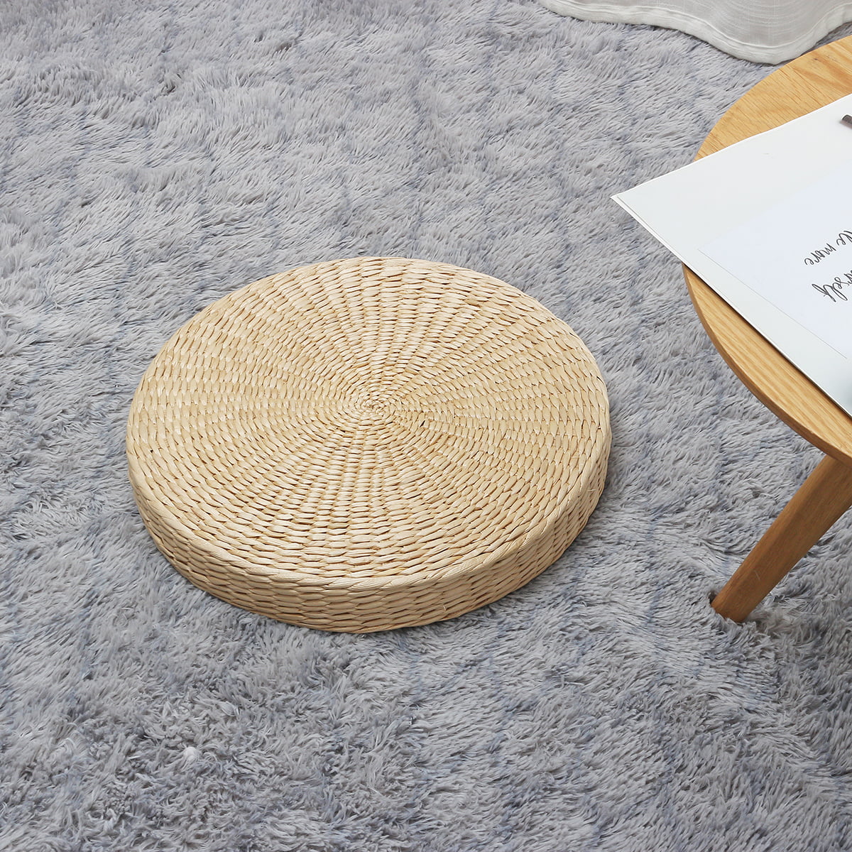 Round Straw Weave Handmade Pillow Floor Yoga Chair Seat Mat Tatami Cushion Pad