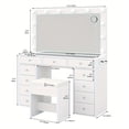 thumbnail image 3 of Vanity Desk & Power Outl, Makeup Vanity with Mirror and 12 LED Lights, Makeup Table with 11 Drawers, Vanity Table with Chair,Set 3 Lighting Modes Brightness Adjustable, 3 of 5