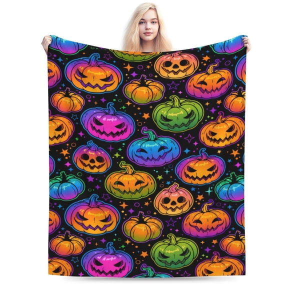 Halloween Pumpkin Autumn Fall Decor Fleece Fuzzy Picnic Throw Blanket for Couch Sofa Chairs 50x40