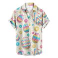thumbnail image 3 of Camisa de Pascua feliz 2024 para hombre, divertida camiseta hawaiana con estampado de conejo, blusa de talla grande con solapa y botones de manga corta, 3 of 5