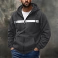 thumbnail image 4 of YUGYXL Mens Zip Up Fleece Lined Reflective Hoodies Sweatshirts Outdoor Workout Loose Pullover Tops with Pockets Gray Jacket, 4 of 9