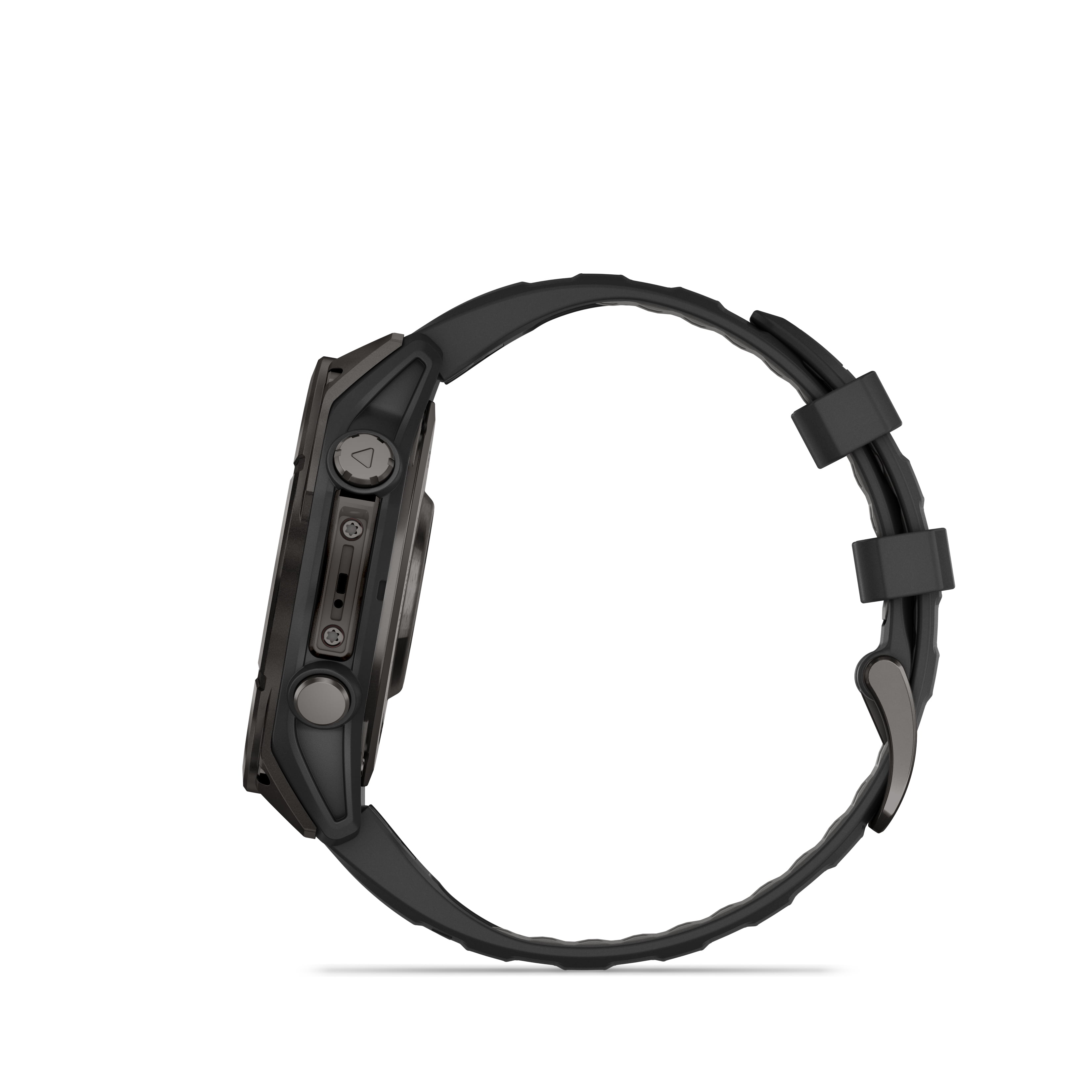 Montre intelligente GPS Garmin fēnix® 8 avec écran AMOLED et objectif saphir - 47 mm - Lunette en titane DLC gris carbone avec bracelet en silicone noir/gris galet