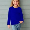 thumbnail image 6 of Girl Long Sleeve Tops Solid Color Crewneck Cotton T-shirts Casual Cozy Base Sweatshirt Lightweight Pullover, 3 Years Blue, 6 of 7