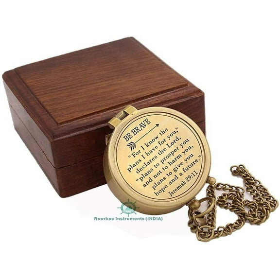 Roorkee Instruments India Be Brave for I Know The Planes I Have for You Jeremiah 29:11 Compass with Case/Gift to Son,Inspirational Quotes, Religious…