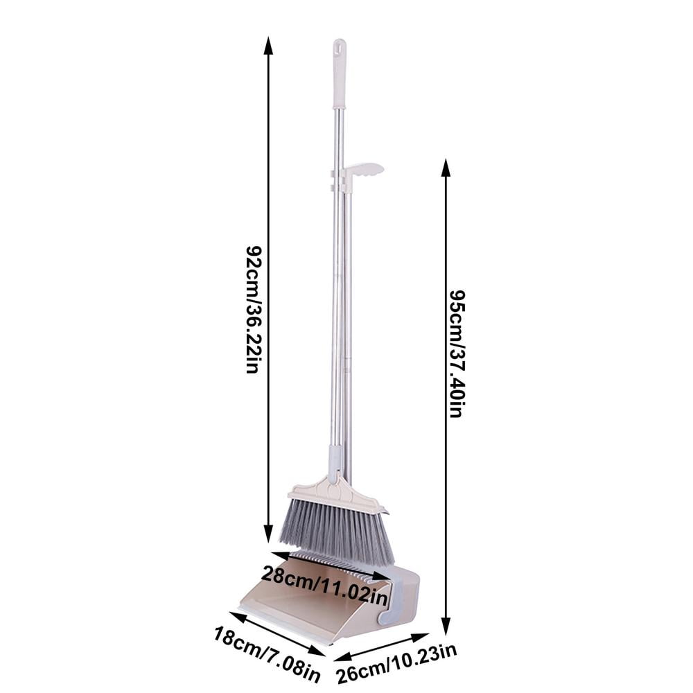 OLLSDIRE Broom and Dustpan Set for Home Upright Dustpan and Broom Combo Set  with Long Handle Sweeping Office Kitchen Floor Pet Hair Standing Dust pan