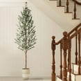 thumbnail image 4 of 7ft Artificial Olive Tree (82in) Tall Fake Potted Olive Silk Tree with Planter Large Faux Olive Branches and Fruits Artificial Tree for Office Living Room Home Floor Decor (Indoor/Outdoor), 4 of 6