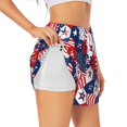 thumbnail image 2 of Bixox Women's American Stars2 pattern 2 in 1 Running Shorts - Lightweight Athletic Workout Gym Yoga Shorts Liner with Pockets - Medium, 2 of 5