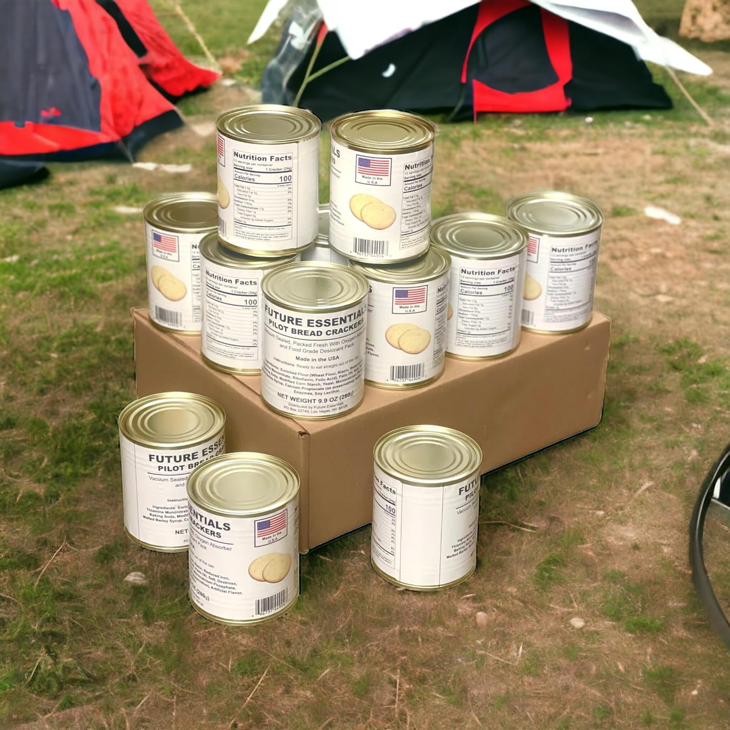 Future Essentials Sailor Pilot Bread Crackers  Dried Long Storage Emergency Camping Food #2.5 / 12 Servings / Can - 6 Cans