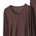thumbnail image 4 of ylioge Womens Plus Size Pajama Sets M-5X 2 Piece Long Sleeve Tops and Pants Loungewear Outfits Casual Solid Color Soft-Modal Homewear Pajamas Set, 4 of 5
