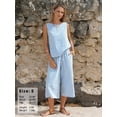 thumbnail image 2 of EASYBRAUS Women Cotton Two Piece Summer Outfit Striped Tank Top Cropped Pants Set, 2 of 6