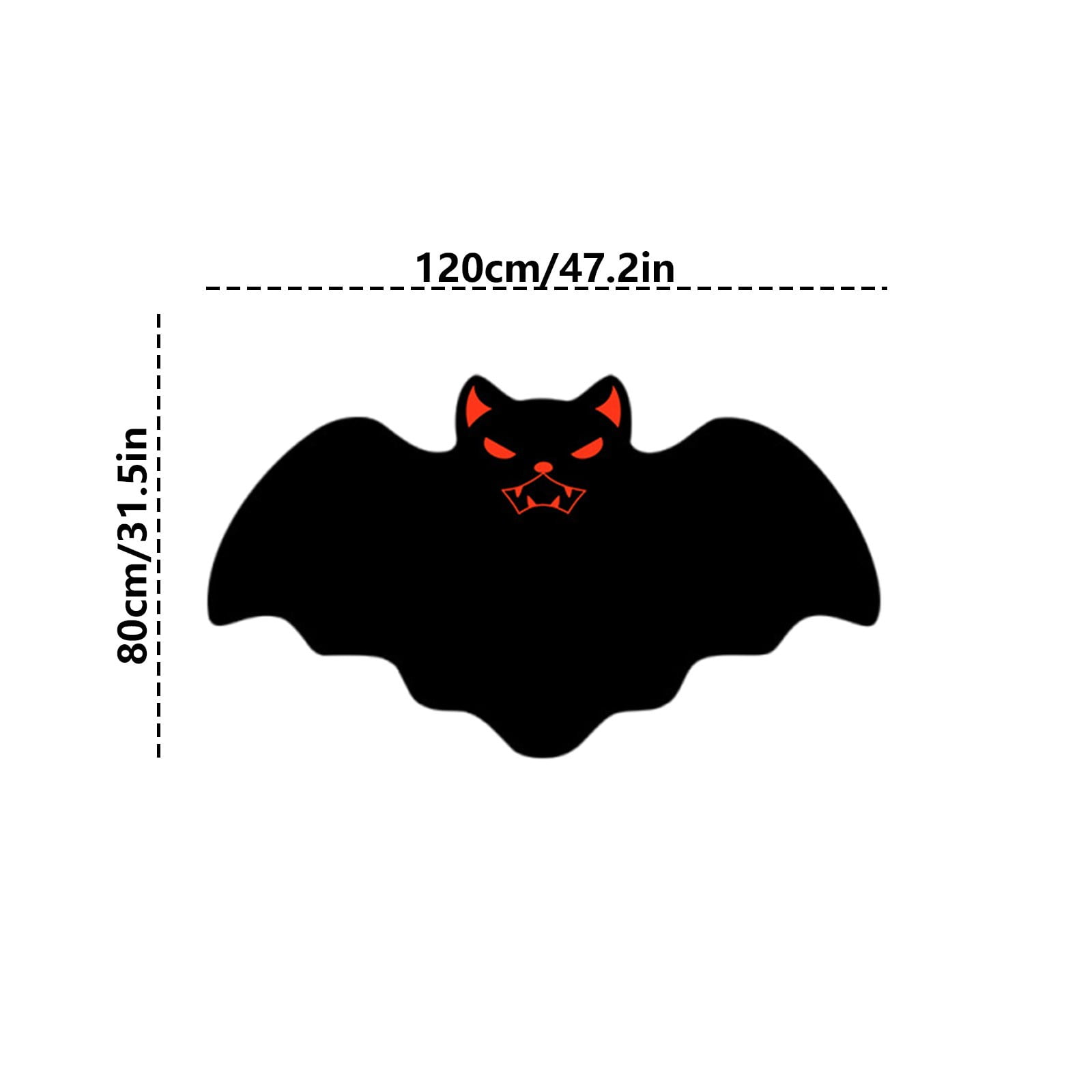 Paillasson Halloween Forme Chauve-souris - 80 Cm, Noir, Antidérapant, Pour Porte D'entrée Extérieure