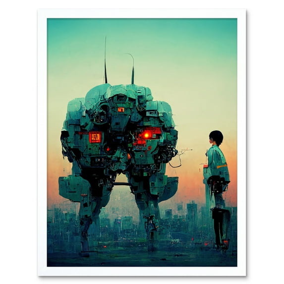 Mecha Japanese Illustration Sci-Fi Anime Art Print Framed Poster Wall Decor 12x16 inch