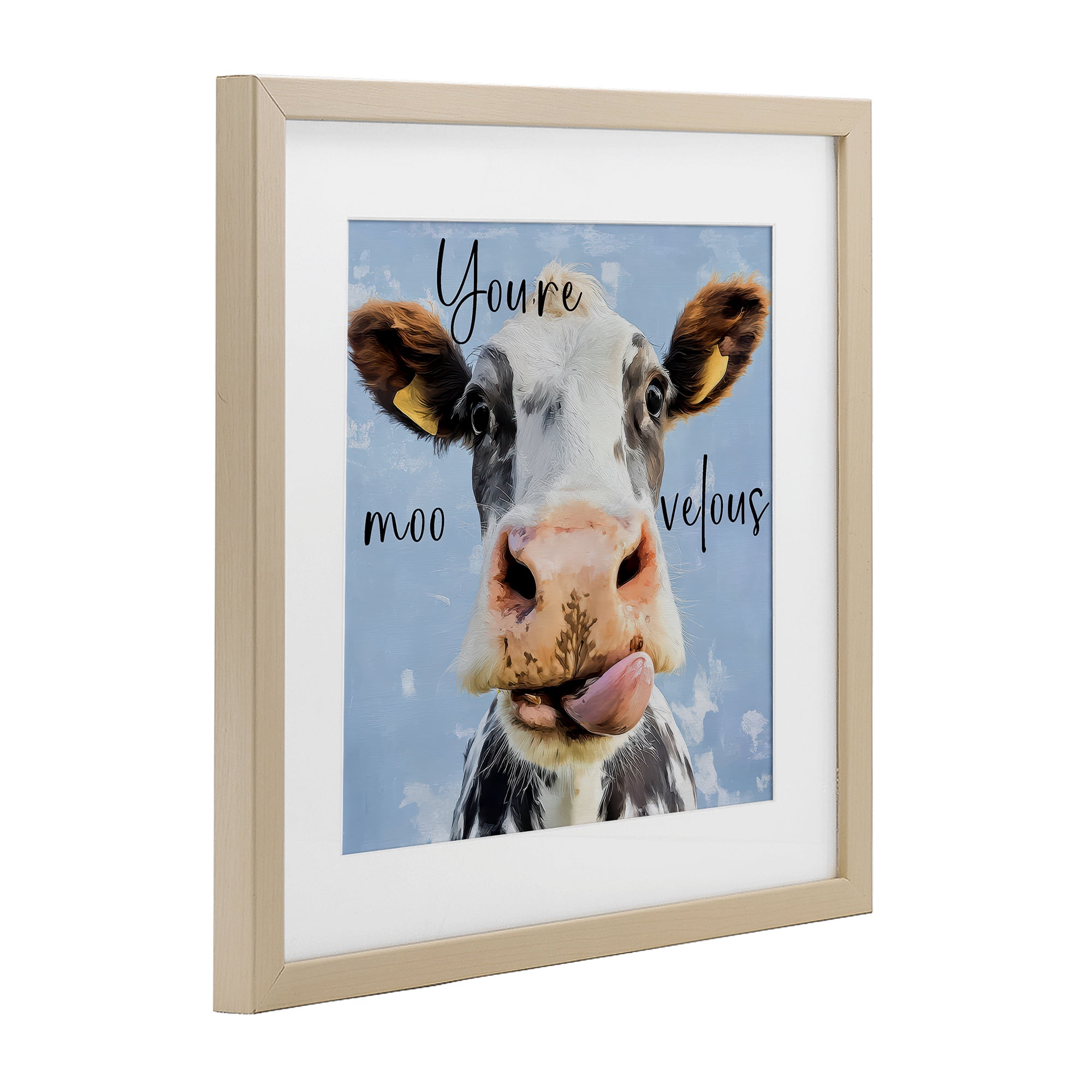 Stupell Industries You're Moo-velous Cow Birch Framed Print Under Glass, design by Kim Curinga