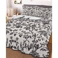 thumbnail image 3 of Quilts Twin Size, Farmhouse Black Soft Comforter Bedding Set for Bed, Vintage Flower Leaf Botanical Plant Lightweight Quilted Bedspread with Pillow Cover(2 Pieces) for All Season, 68x86 Inch, 3 of 6