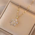 thumbnail image 3 of Women's flower necklace, gold exquisite necklace, rotatable crystal flower pendant necklace, adjustable rotatable necklace, lucky five petal flower necklace, fun summer jewelry, 3 of 5