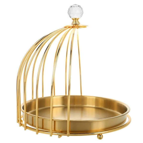 FRCOLOR Golden Stainless Steel Birdcage Food Storage Rack for Cake Snacks and Desserts Creative Spacesaving