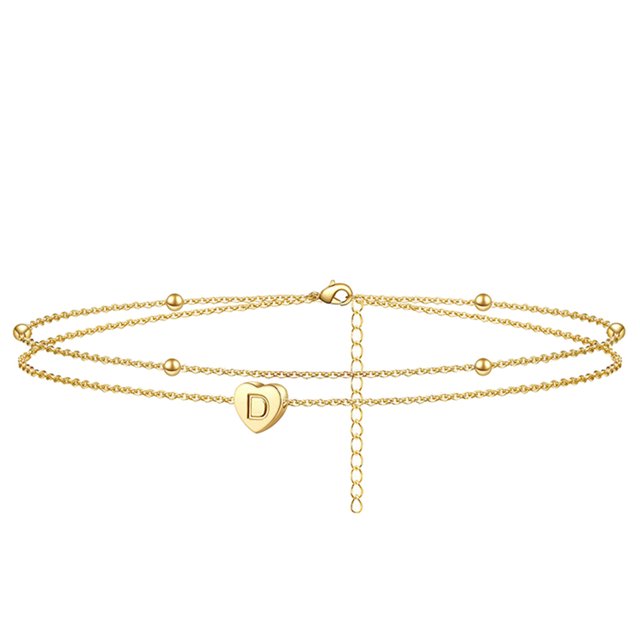 Heart Initial Beach Ankle Bracelets For Women Handmade Layered Anklet Letter Initial Heart Ankle Bracelets For Women Beach Jewelry of The Rings Bookend Initial Bracelet of The Rings 1 Turtle Bracelet