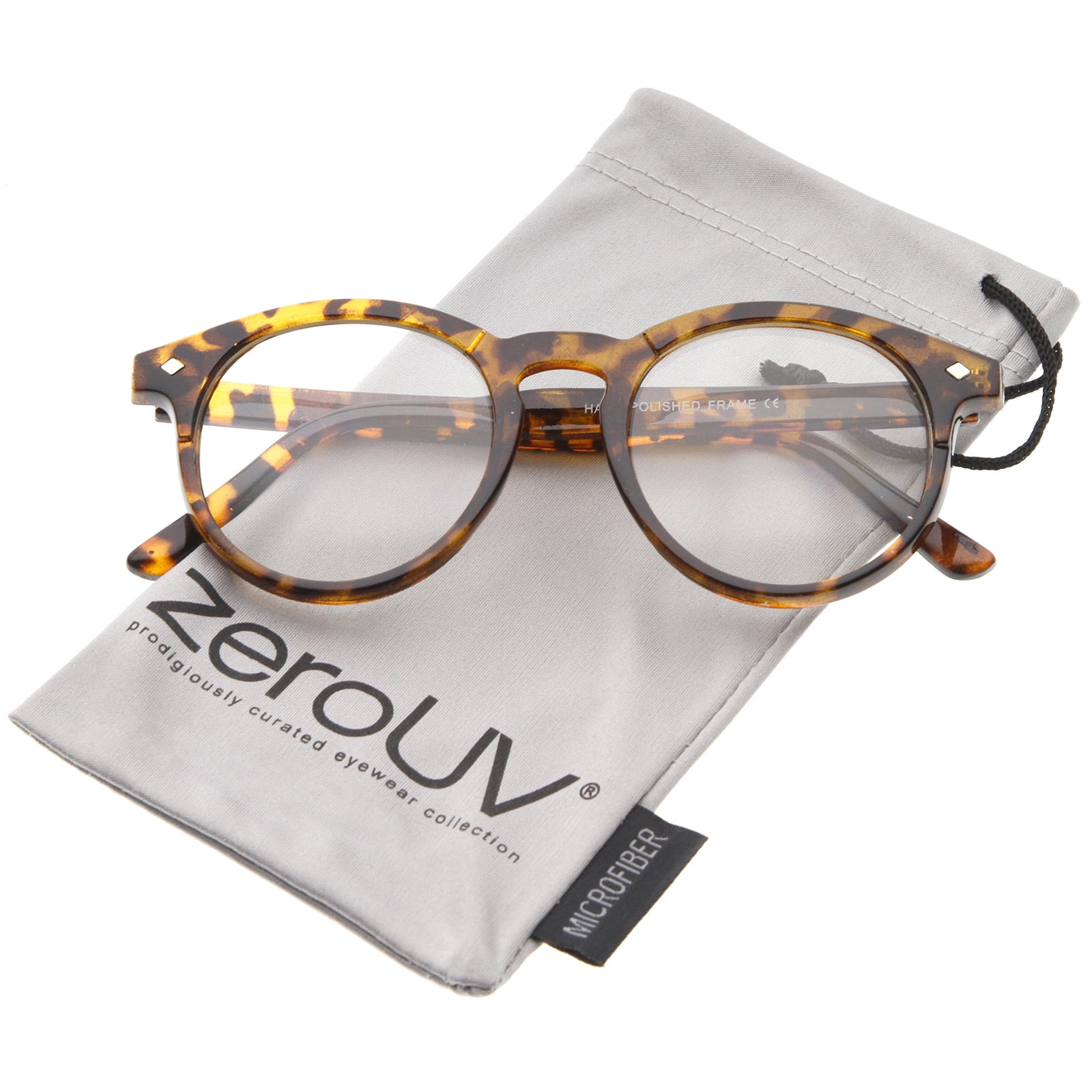 zeroUV Unisex Retro Keyhole Nose Bridge Clear Lens Horn Rimmed Round