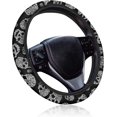 thumbnail image 1 of SHILIU-1 PC Car Steering Wheel Cover, 14.96" Skull All-Season Sweat-Absorbent Breathable Steering Wheel Protective Cover, Decorative Modification Accessory, for Most Car Models (Black & White), 1 of 4