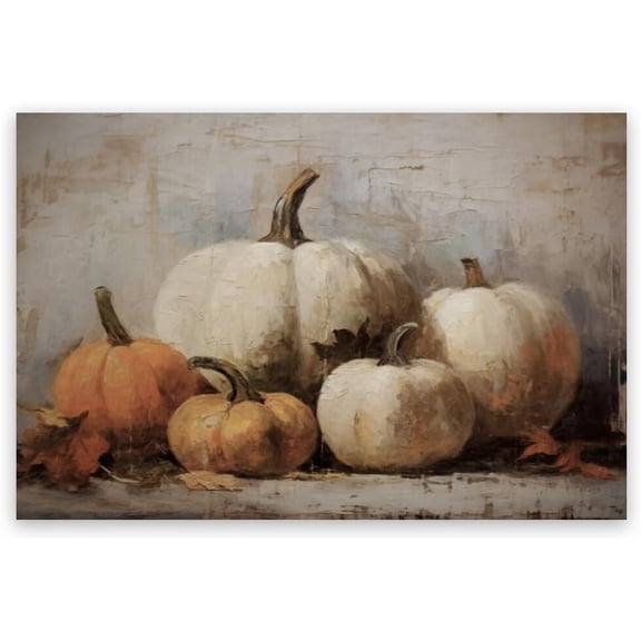 Barn & Pumpkin Farmhouse Wall Art - Canvas Fall Countryside Scene