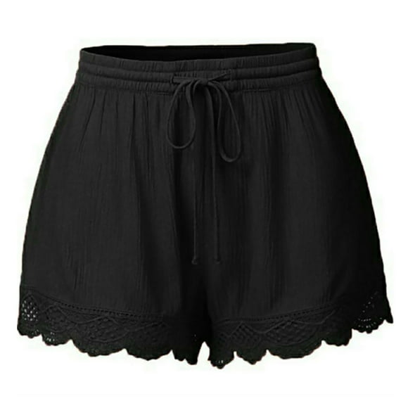 Women's Loose Fit Elastic Waist Drawstring Lace Summer Casual Yoga Lounge Shorts Comfy Soid Color Pull On Short Pants