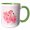 Green/White, variant on 3drose, Two Beautiful Pink Flamingos Watercolor Anima Illustration, 15oz Two-tone Black Mug