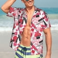 thumbnail image 7 of Gukieu Makeup Print Men's Short-sleeved Shirts, Button-down Lapel Hawaiian Shirts, T-shirts, Beach Vacation Summer Casual Wear,Small, 7 of 7