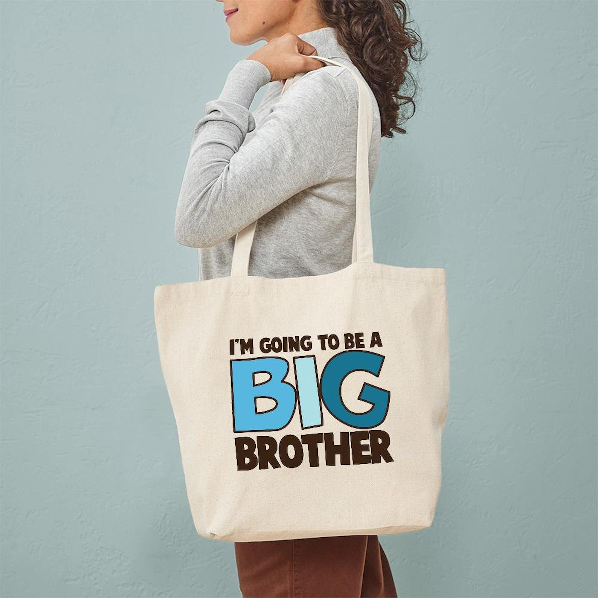 "I'm Going To Be A Big Brother" Canvas Tote Bag - Reusable Natural Canvas Shopping Bag