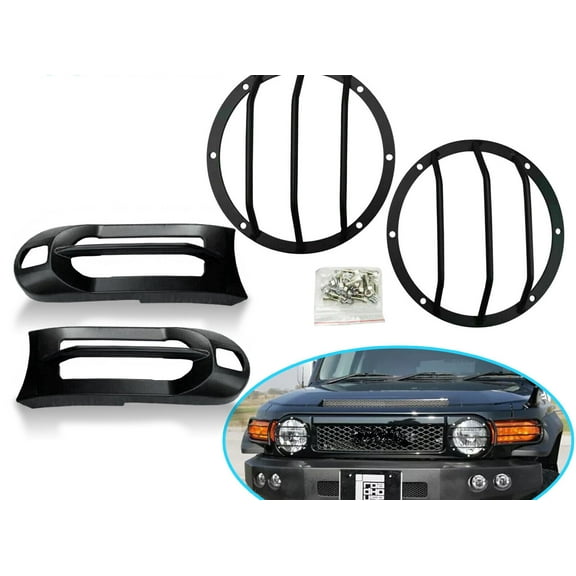 For FJ Cruiser Front Head Light Lamp Ring Fog Light Bumper Lamp Cover Trim Set