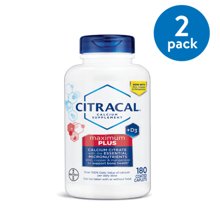 (2 Pack) Citracal Maximum Plus Calcium Citrate With Vitamin D3, Caplets, (Best Time To Take Calcium Citrate)