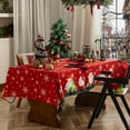 thumbnail image 2 of Fennco Styles Santa and Snowflake Christmas Tablecloth 56" X 72" - Red Festive Table Cover for Winter Holidays, Home Décor, Family Gatherings, and Special Occasions, 2 of 6