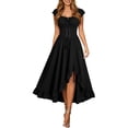 thumbnail image 2 of Huowey Dresses Womens Halloween Fancy Cosplay Party Gown Irregular Ruffles Square Neck Short Sleeve Flowy Eye-Catching Halloween Dress,Black,XL, 2 of 4
