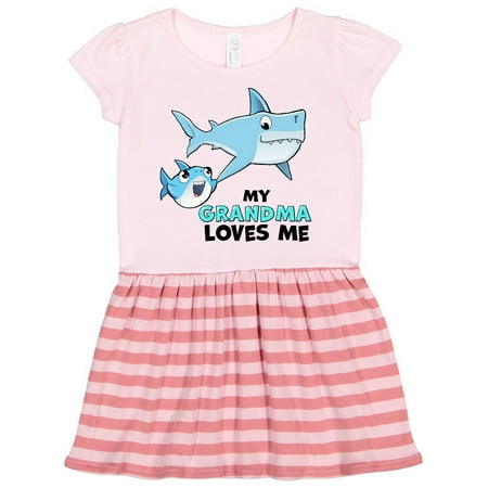 

Inktastic My Grandma Loves Me with Cute Sharks Gift Toddler Girl Dress