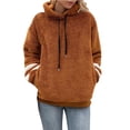 thumbnail image 1 of Sudadera con capucha Gibobby para mujer manga larga color sólido con cordón bolsillo Marrón XXL, 1 of 5