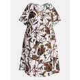 thumbnail image 4 of Terra & Sky Women's Plus V Neck Midi Dress with Short Puff Sleeves, Sizes 0X-5X, 4 of 4