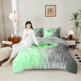 thumbnail image 6 of Manfei Dandelion Flower Floral Full Size Comforter Sets, Rustic Buuterfly Bedding Comforter Set, Green Grey Botanical Reversible Bedding Sets, Microfiber Bedroom Decor, 3pcs, 6 of 9