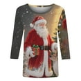 thumbnail image 6 of Xdegoge Christmas Shirts Women 3/4 Length Sleeve Round Neck Top Fashion Print Sweatshirt Family Xmas Holiday Graphic Tee Clothes for Christmas Ceremony, 6 of 7