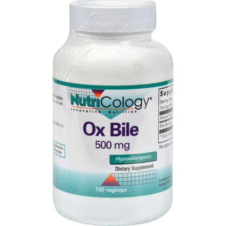 NutriCology Ox Bile - 500 mg - 100 Vegetarian (Best Ox Bile Supplement)