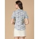 thumbnail image 5 of INSPIRE CHIC Blusa De Trabajo Manga Corta Estampado Floral Cuello Con Volantes Camisa Para Mujer Blanco L, 5 of 6