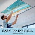 thumbnail image 5 of 2 Pack Abstract Waves Fluorescent Light Covers for Ceiling Lights Blue Retro Oil Painting Style Hand-painted Magnetic Ceiling Light Covers Overhead Light Filters for Office Classroom Home, 5 of 9