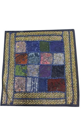 Mogul Decorative Cushion Case Vintage Patchwork Embroidered Sequin Beaded Cotton Pillow Covers 16"x16"