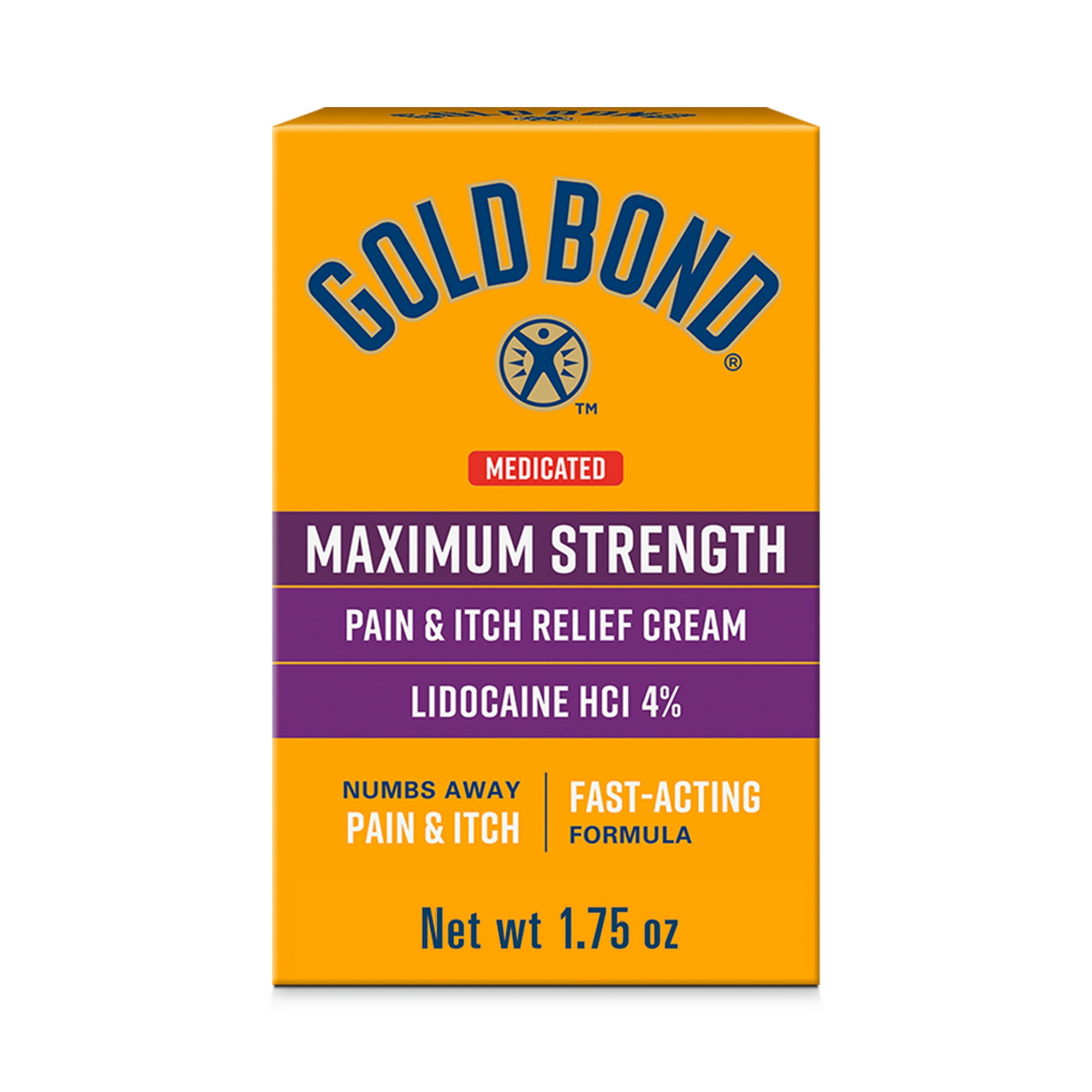 Gold Bond Medicated Maximum Strength Pain and Itch Relief Cream, Intense Itch Relief, 1.75 oz., With Lidocaine